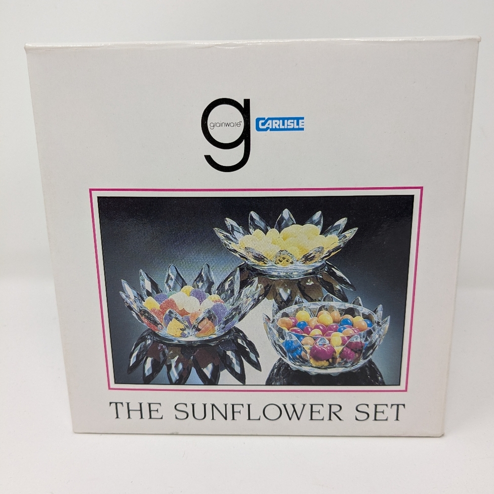 Carlisle Grainware 3 Pc. Nesting Sunflower Dishes New In Box Acrylic  GW 260